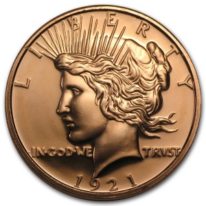 Copper Peace Dollar Medal, 1 oz - obverse