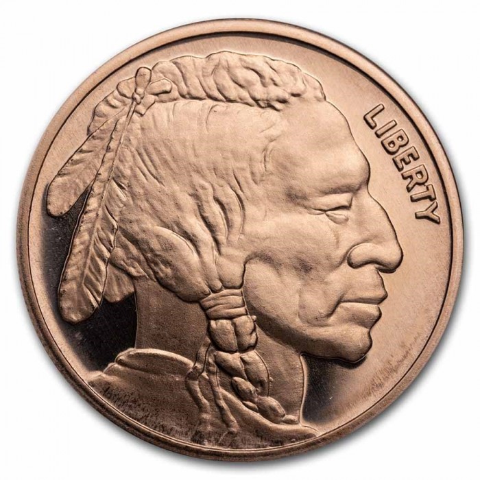 Büffel-Kupfermedaille, 1 Unze - Vorderseite Büffel-Kupfermedaille, 1 Unze - Vorderseite