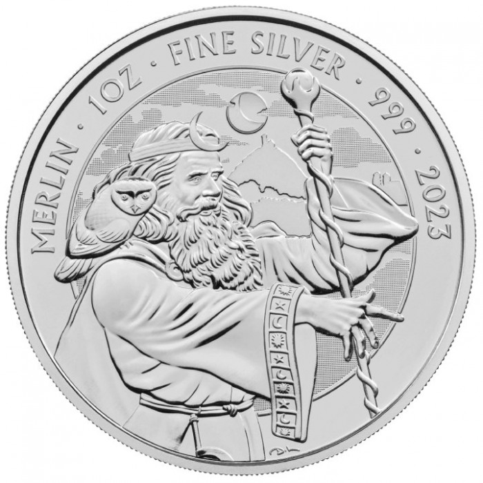 Myths & Legends Silver Coin: Merlin 2023, 1 oz - reverse side Myths & Legends Silver Coin: Merlin 2023, 1 oz - reverse side