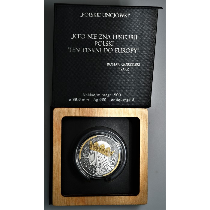 Königin-Hedwig-Antik-Gold-Silber-Medaille, 1 Unze - Schachtel Königin-Hedwig-Antik-Gold-Silber-Medaille, 1 Unze - Schachtel