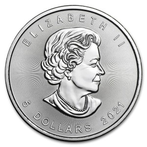 2021 Kanadische Maple Leaf Silbermünze, 1 oz - Rückseite