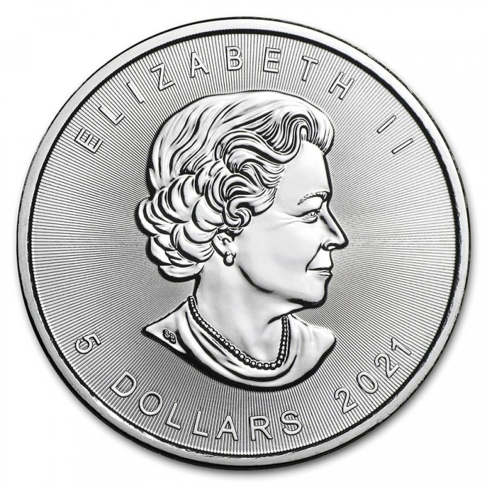 2021 Kanadische Maple Leaf Silbermünze, 1 Unze - Vorderseite