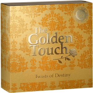 Srebrna Moneta The Golden Touch 2023, 2 uncja (kolor) - box2