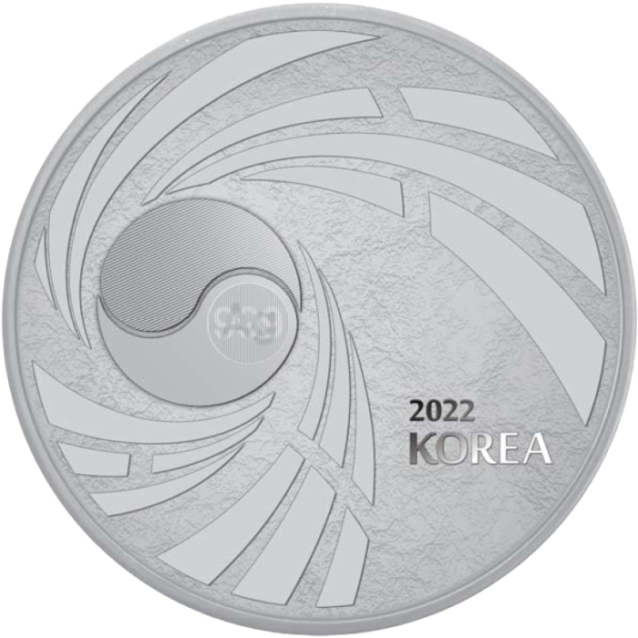 Taekwondo 2022 Silver Medal, 1 ounce - reverse side Taekwondo 2022 Silver Medal, 1 ounce - reverse side