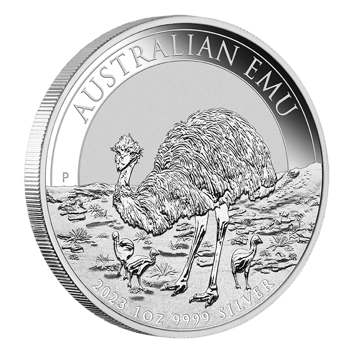 Australian Emu 2023 Silver Coin, 1 oz - edge Australian Emu 2023 Silver Coin, 1 oz - edge