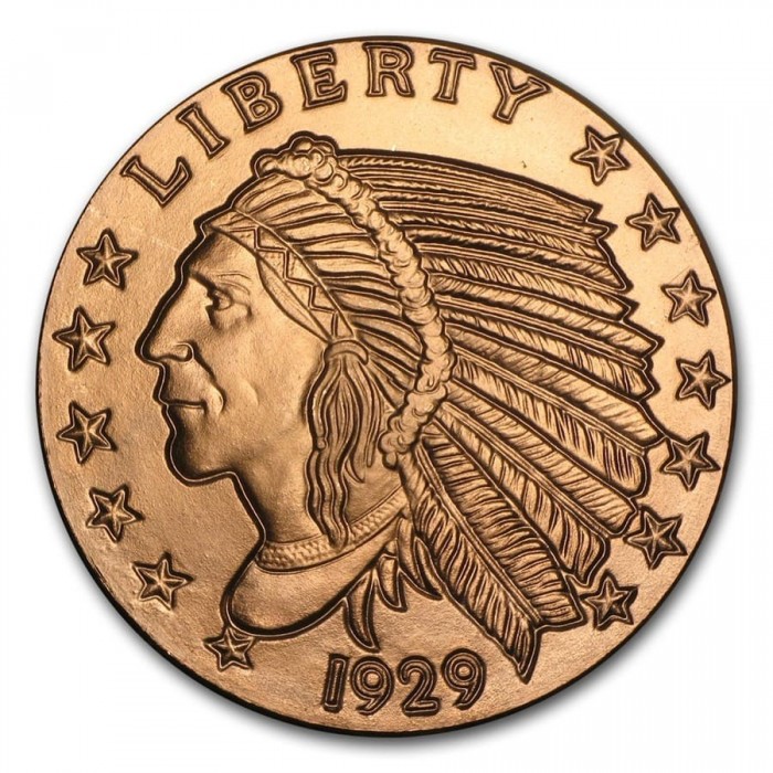 Indianermedaille aus Kupfer mit Inzision, 1 Unze - Vorderseite