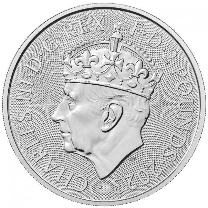 Silver Coin The Coronation Britannia 2023, 1 oz - obverse Silver Coin The Coronation Britannia 2023, 1 oz - obverse