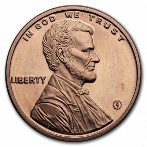 Copper Lincoln Penny Medal, 1 oz - obverse