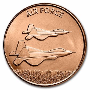 US Air Force Copper Medal: F-22 Raptor, 1 oz reverse