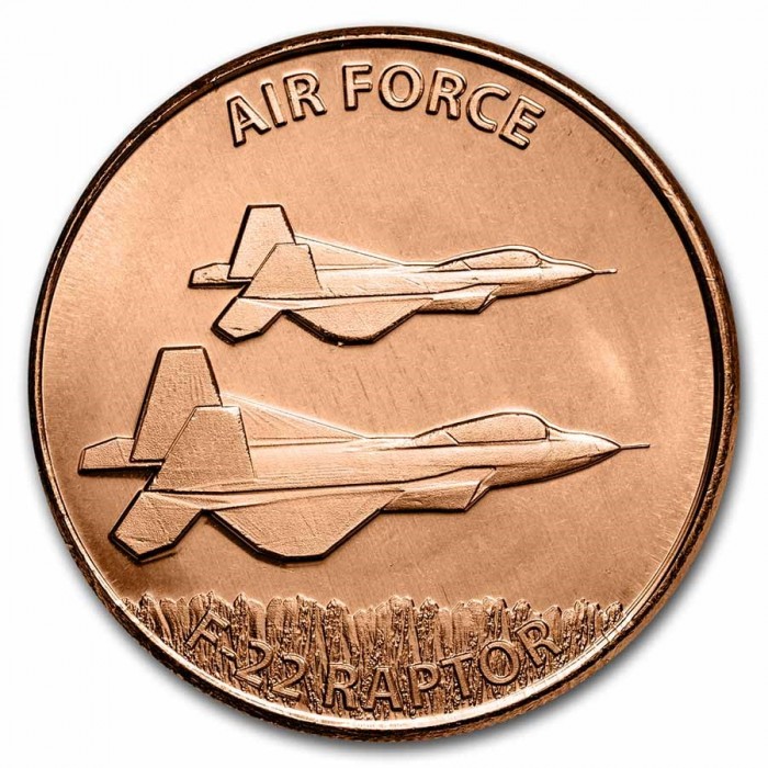 Miedziany Medal US Air Force: F-22 Raptor, 1 uncja rewers Miedziany Medal US Air Force: F-22 Raptor, 1 uncja rewers