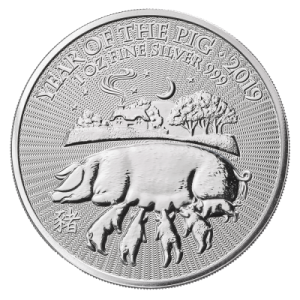 Srebrna Moneta Royal Mint Lunar - Rok Świni 2019, 1 uncja - rewers