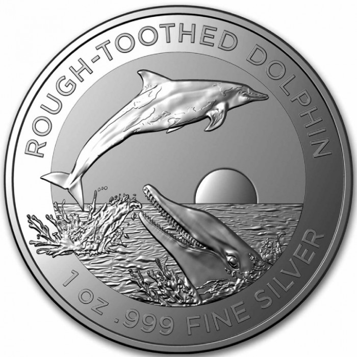Silber Rough-Toothed Dolphin 2023 Münze, 1 Unze - Rückseite