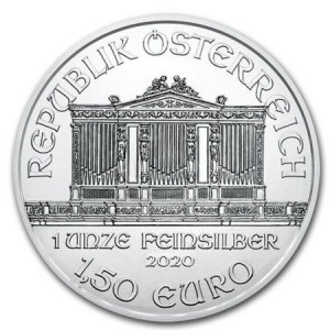 2020 Vienna Philharmonic Silver Coin, 1 oz - reverse side
