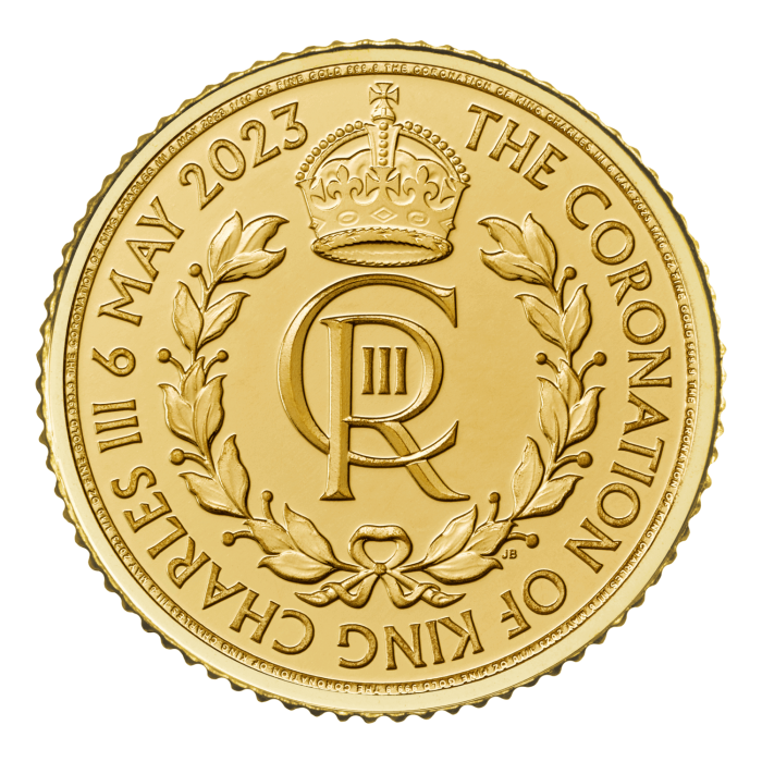 Gold Coin Coronation of King Charles III 2023 1/10 ounce - reverse side