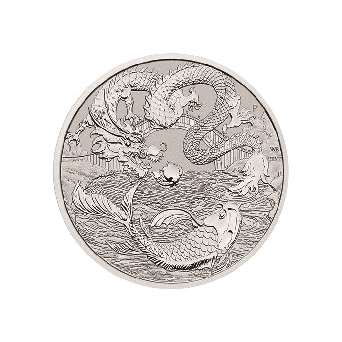 Silbermünze Chinesische Mythen: Drache & Koi 2023,1 oz - Rückseite