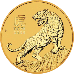 Goldmünze Lunar III Jahr des Tigers 2022, 1/10 oz - Rückseite