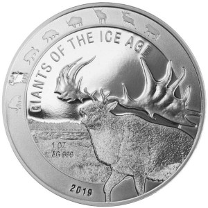Giganten der Eiszeit Silbermünze: Hirsche 2019, 1 oz - Rückseite