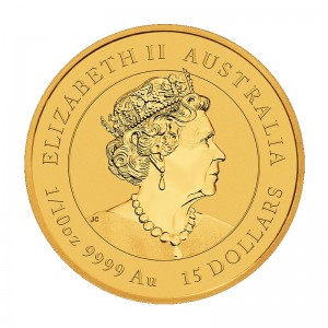 Australischer Kookaburra 2021 Goldmünze, 1/10 oz - Rückseite