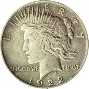 Silber Peace Dollar 1922 - 1926, 26,7g (guter Zustand) - rev.