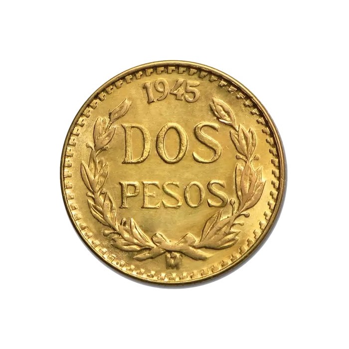 Złota Moneta 2 Peso, Meksyk 1919 - 1948, 1,5 g rewers Złota Moneta 2 Peso, Meksyk 1919 - 1948, 1,5 g rewers