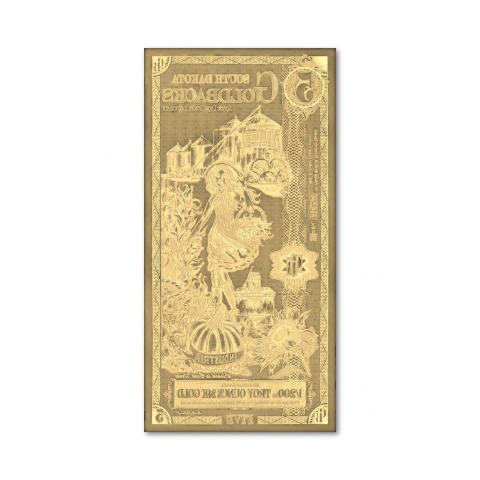 Złoty Banknot 5 New South Dakota Gold Note 2023, 1/200 uncji - back