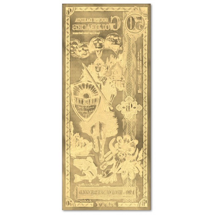 Złoty Banknot 50 New South Dakota Goldbacks Gold Note 2023, 1/20 uncji - back