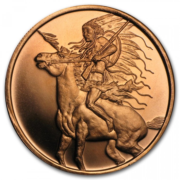 Rotes Pferd Kupfermedaille, 1 Unze Rückseite Rotes Pferd Kupfermedaille, 1 Unze Rückseite