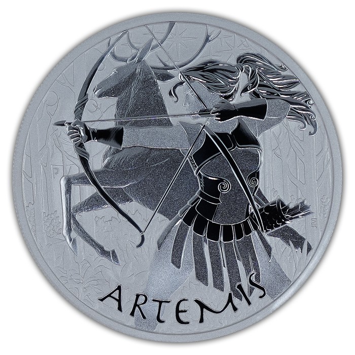 Srebrna Moneta Gods of Olympus: Artemis 2023, 1 uncja - rewers Srebrna Moneta Gods of Olympus: Artemis 2023, 1 uncja - rewers