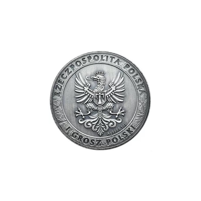 Srebrny Medal Husaria STTM Antique, 1 uncja - awers Srebrny Medal Husaria STTM Antique, 1 uncja - awers