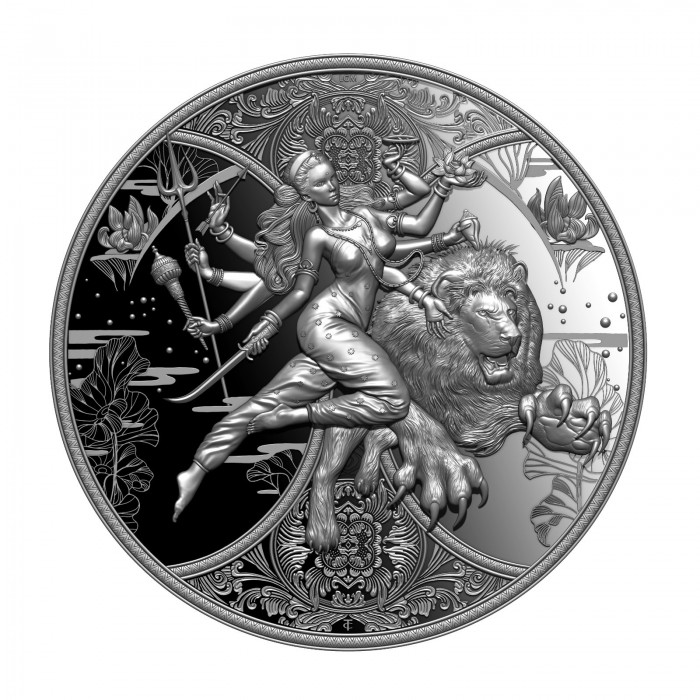 Silber Kamerun Münze, Durga 2024, 1 Unze - Rückseite