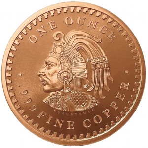 Copper Aztec Calendar Medal, 1 ounce reverse