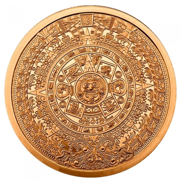 Copper Aztec Calendar Medal, 1 ounce reverse