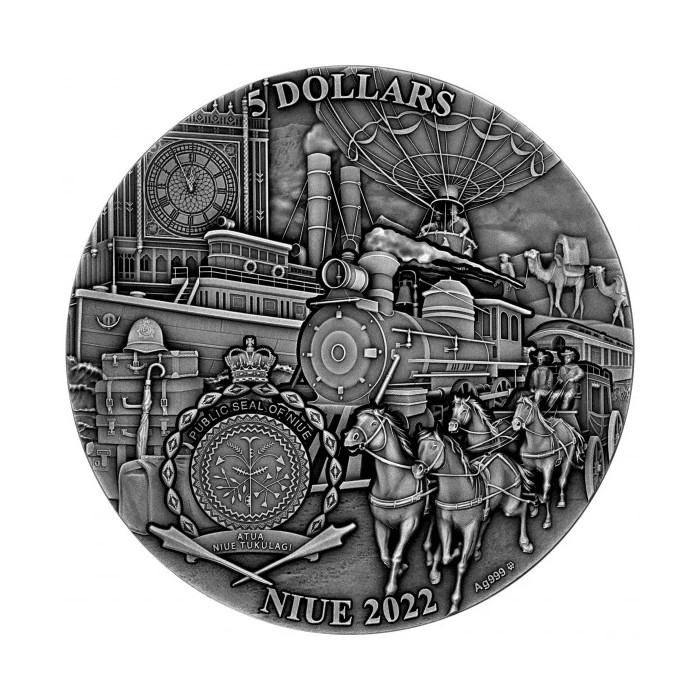 Silver coin In 80 Days Around the World 2022, 3 oz - obverse Silver coin In 80 Days Around the World 2022, 3 oz - obverse