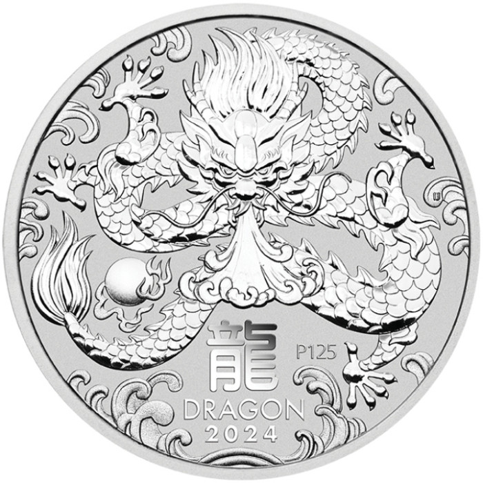 Silver Lunar III Year of the Dragon 2024 Coin, 1 ounce reverse