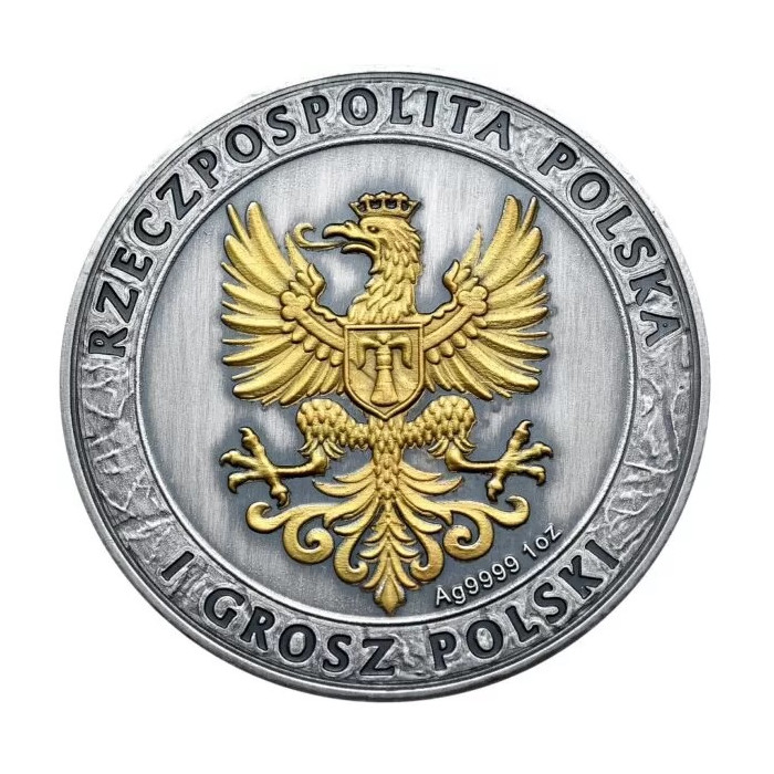 Srebrny Medal Husaria II Antique Gold, 1 uncja - awers