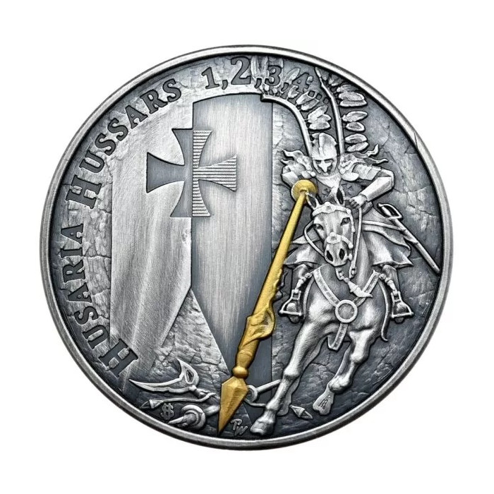 Срібна антикварна золота медаль "Гусари II", 1 унція - реверс Срібна антикварна золота медаль "Гусари II", 1 унція - реверс
