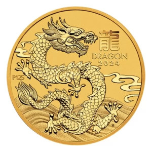 Gold Lunar III Year of the Dragon 2024 Coin, 1/10 ounce - reverse side