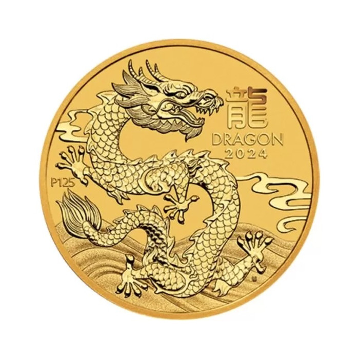 Gold Lunar III Year of the Dragon 2024 Coin, 1/10 ounce - reverse side