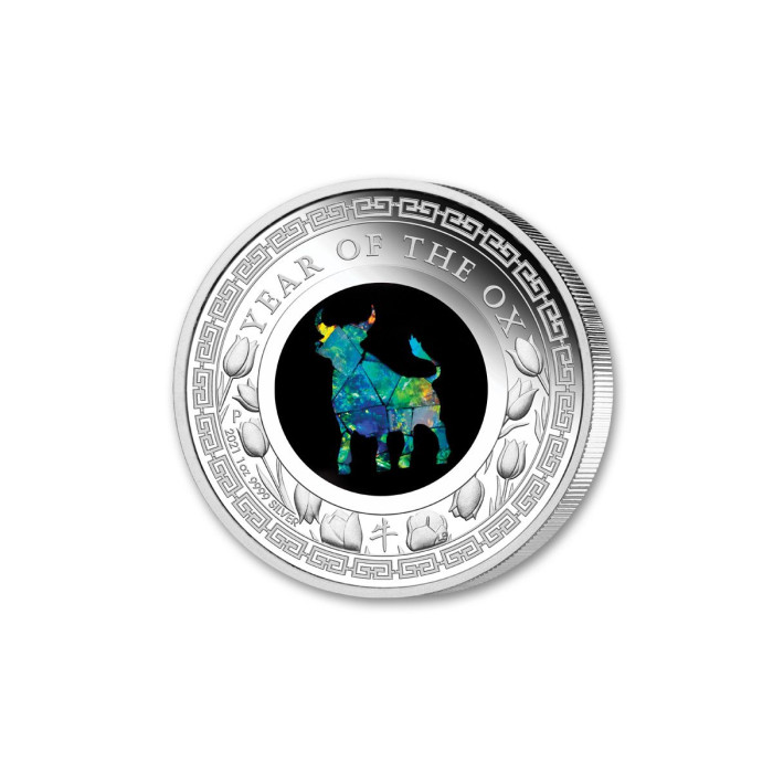 Srebrna Moneta Lunar Opal Jahr des Ochsen 2021, 1 uncja - rewers Srebrna Moneta Lunar Opal Jahr des Ochsen 2021, 1 uncja - rewers