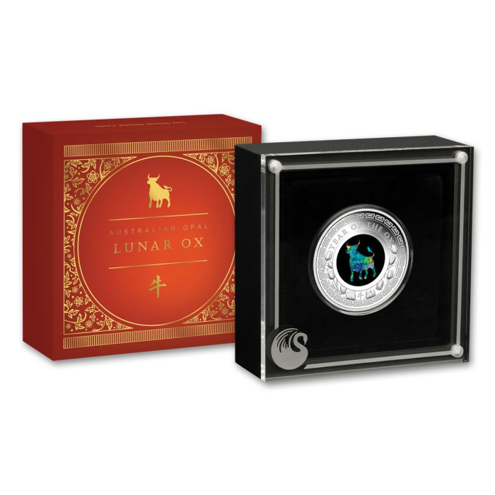 Srebrna Moneta Lunar Opal Jahr des Ochsen 2021, 1 uncja - Box Srebrna Moneta Lunar Opal Jahr des Ochsen 2021, 1 uncja - Box