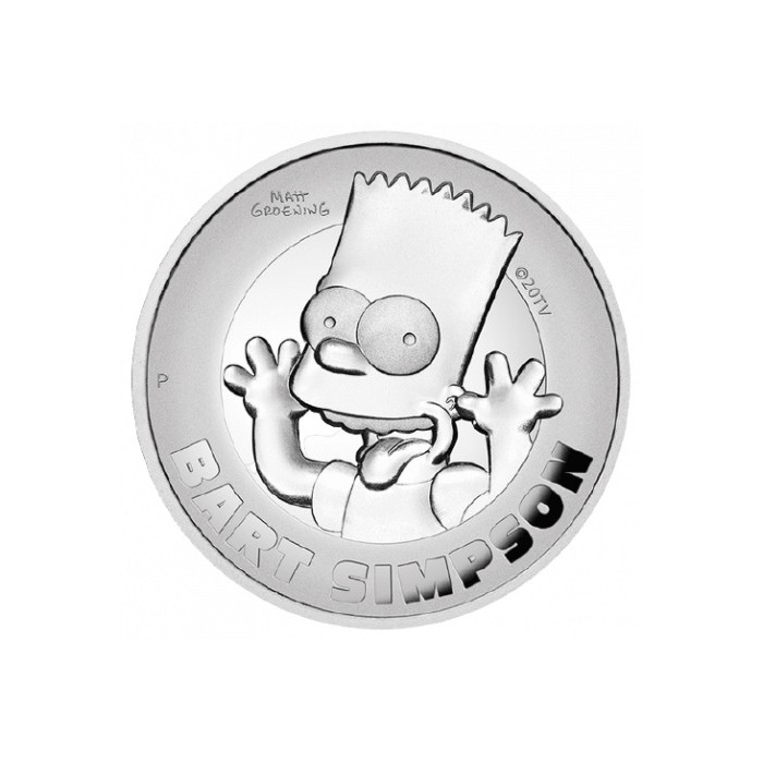 Srebrna Moneta The Simpsons: Bart Simpson 2022 (proof),  2 uncje - rewers