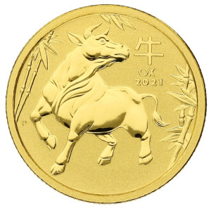 Goldmünze Lunar III Jahr des Büffels 2021, 1/10 oz - Rückseite