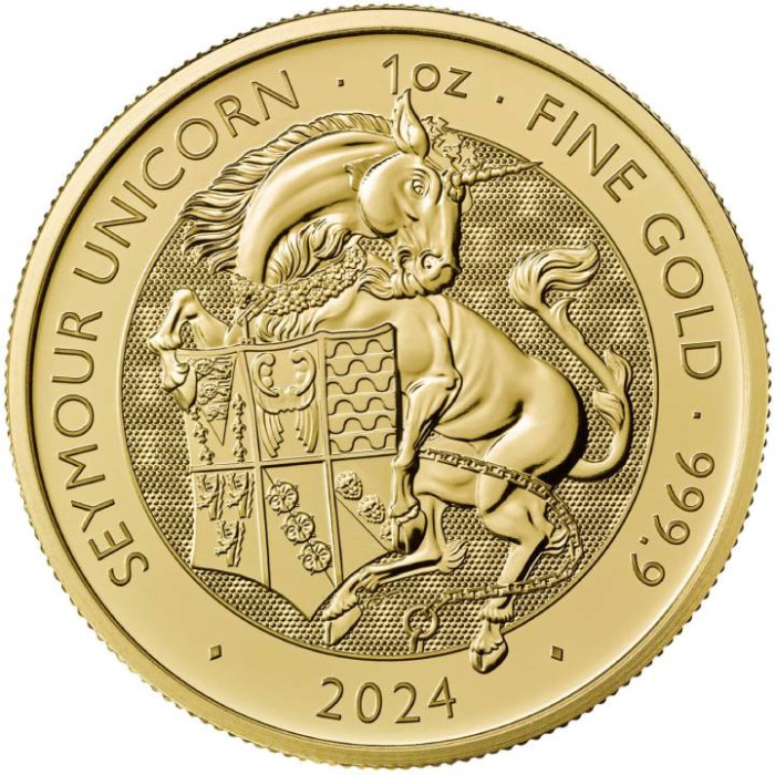 Złota Moneta Die Tudor-Bestien: Seymour Unicorn 2024, 1 uncja - rewers Złota Moneta Die Tudor-Bestien: Seymour Unicorn 2024, 1 uncja - rewers