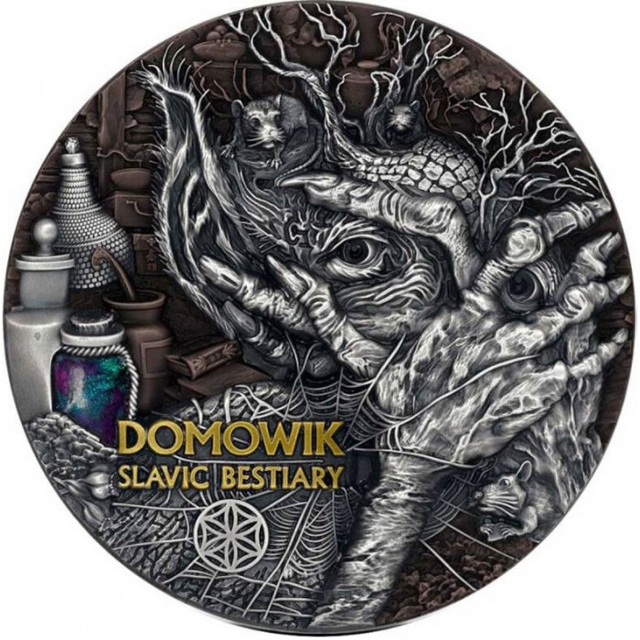 Srebrna moneta Bestie Słowiańskie - Domowik 2022, 3 uncje - rewers
