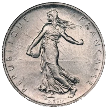 Dawna srebrna moneta francuska Siewczyni: 1 frank (1898–1920)