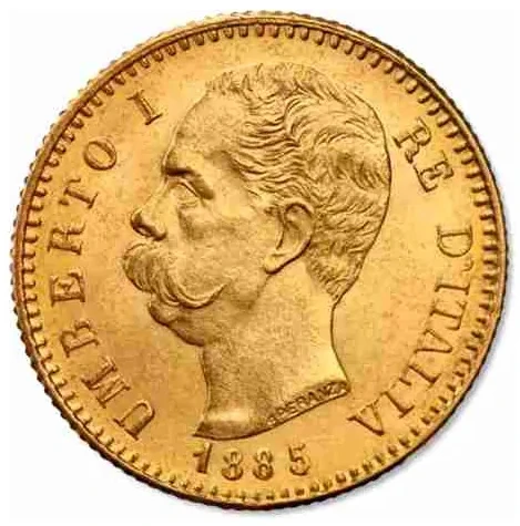 Złote monety stare - 20 lirów Umberto